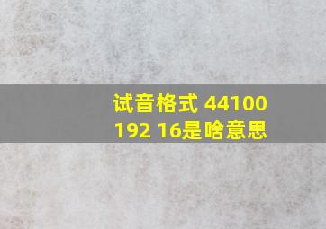 试音格式 44100 192 16是啥意思